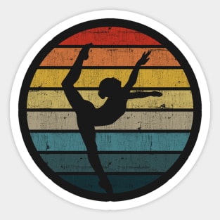 Baton twirling Silhouette On A Distressed Retro Sunset graphic Sticker